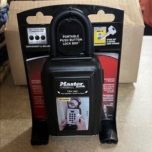 Black Portable Push Button Lock Box